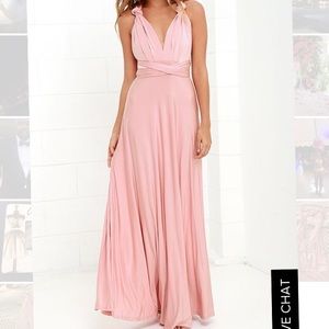 Lulus reversible blush pink maxi bridesmaid dress