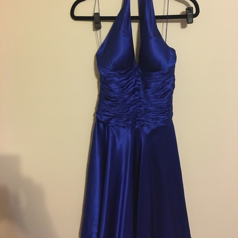 Royal blue halter cache dress