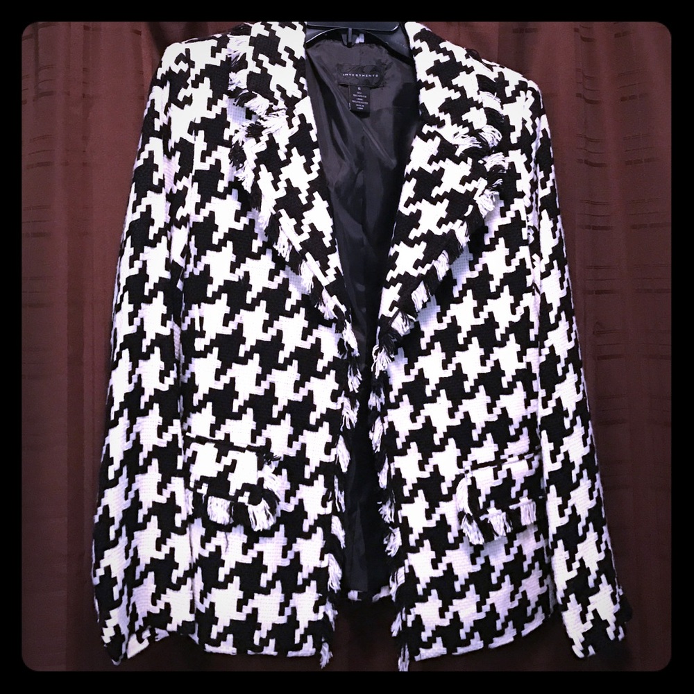 Investments brand tweed style houndstooth jacket