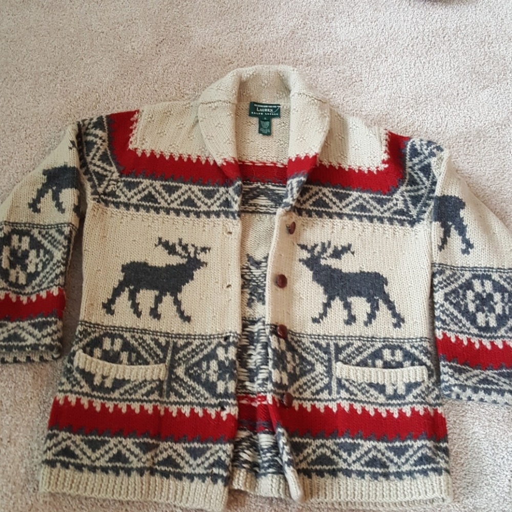 Ralph Lauren hand knit wool cardigan sweater