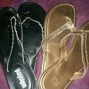 Crystal and sequin flip flops