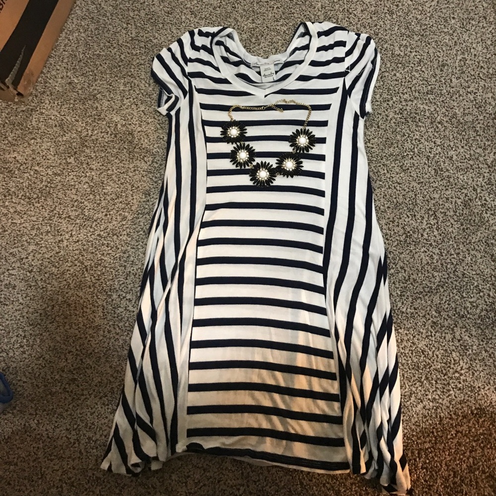 Striped dress, very easy to dress up or down!