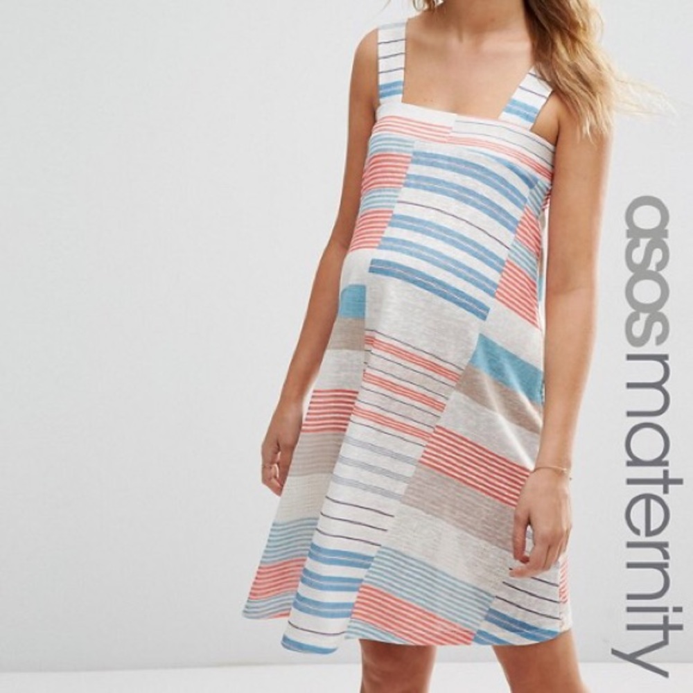 ASOS Maternity Mini Cutabout Stripe Dress, sz4