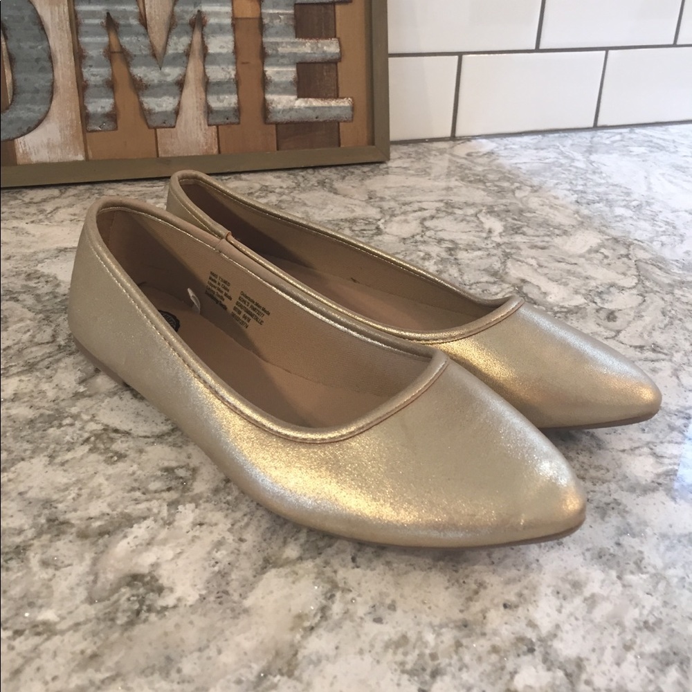 Shimmery champagne colored flats