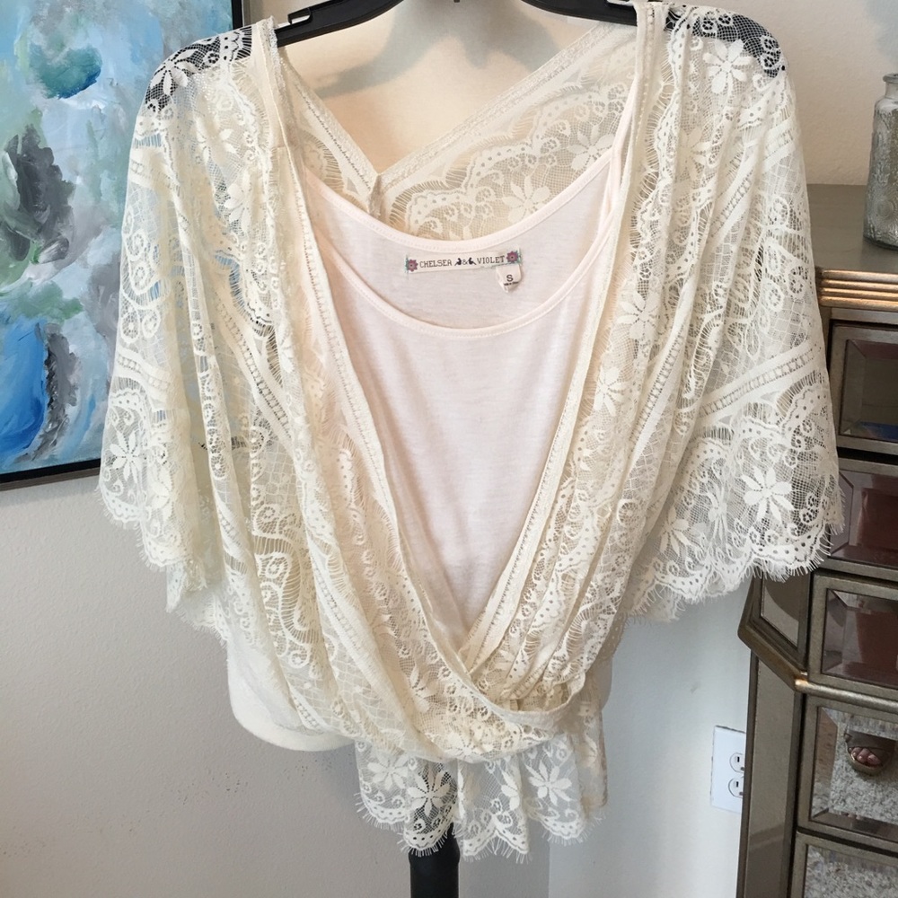 Lace blouse with cinched waist