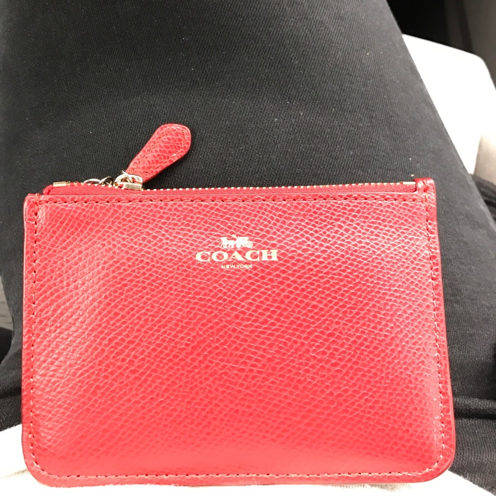 Red leather coach key ring/coin purse