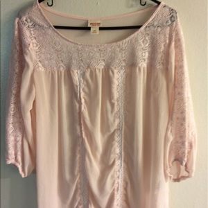 Mossimo Lace Trim Sheer Top