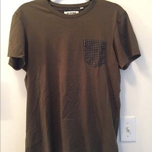 Ben Sherman Army Green Checkered Pocket T-shirt
