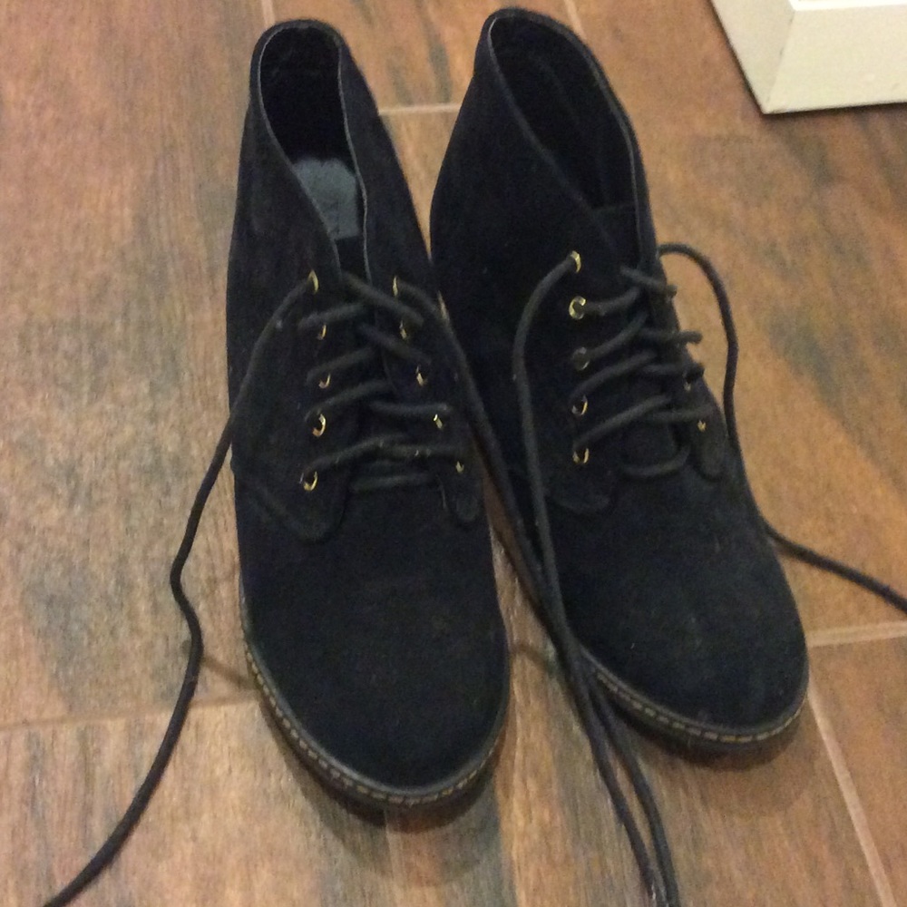 Black lace up booties
