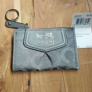NWT Coach grey/siver change purse