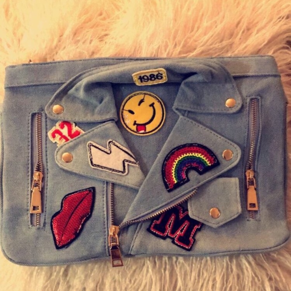 Emoji Denim Jacket Clutch - 2 Colors!