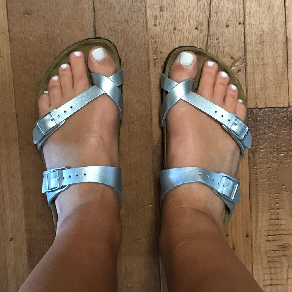 Silver Birenstocks! Size 38. Only worn twice!