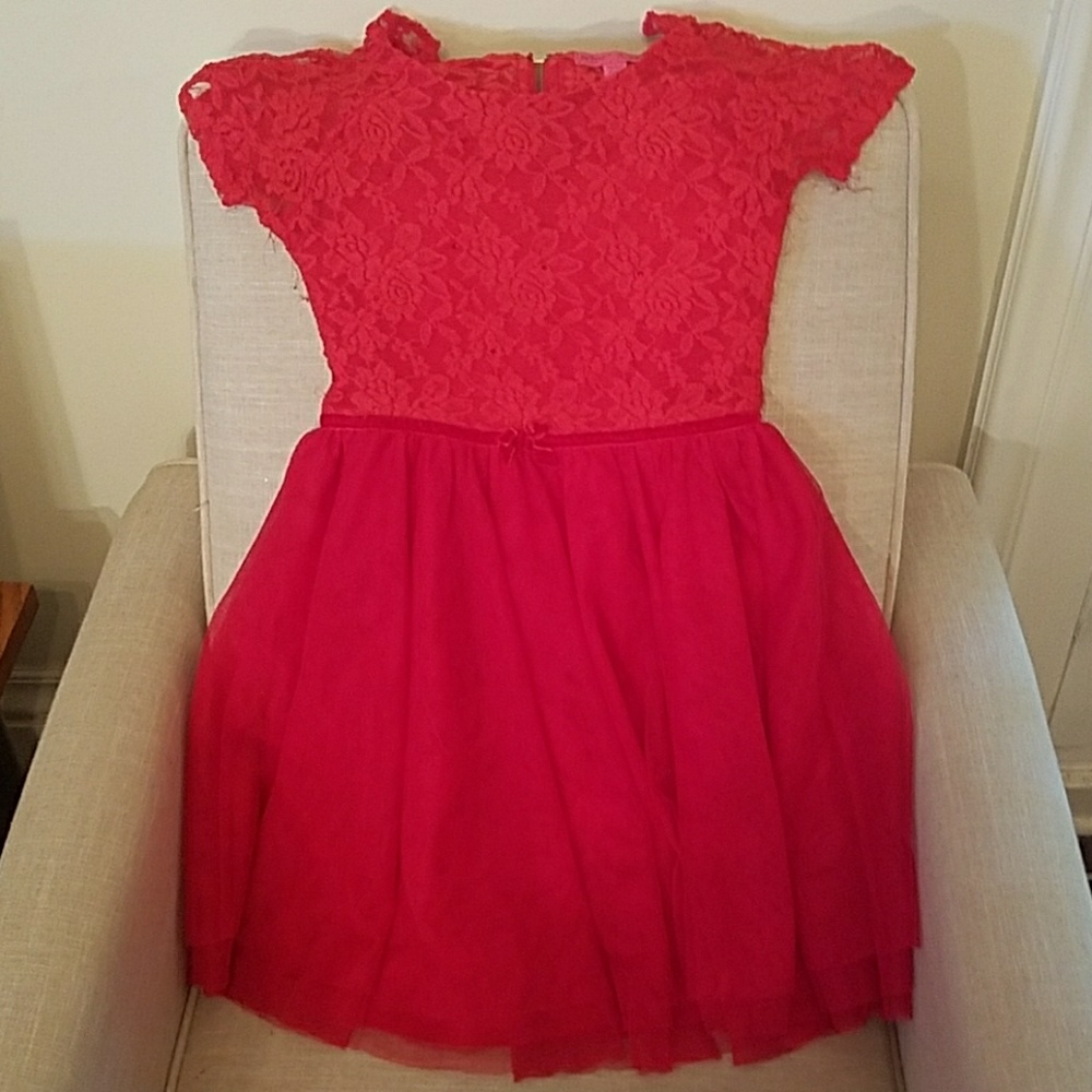 Kids Betsey Johnson Red Lace Dress Size Med. 10.