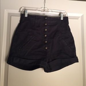 High-Waisted Black Denim Shorts