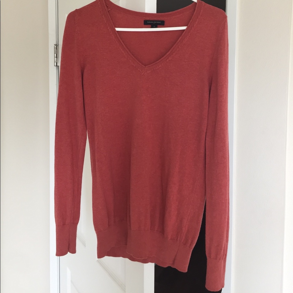 Banana Republic deep orange V neck sweater