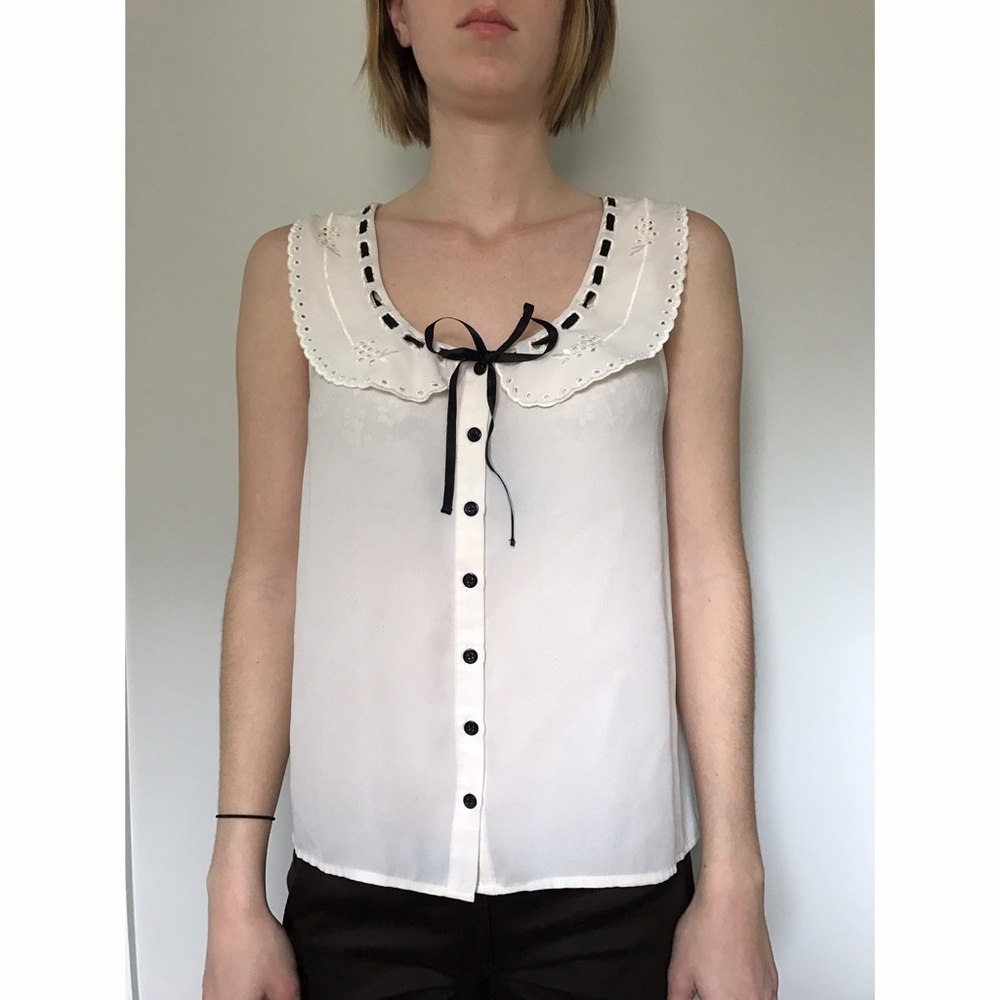 Forever 21 Peter Pan semi sheer shirt