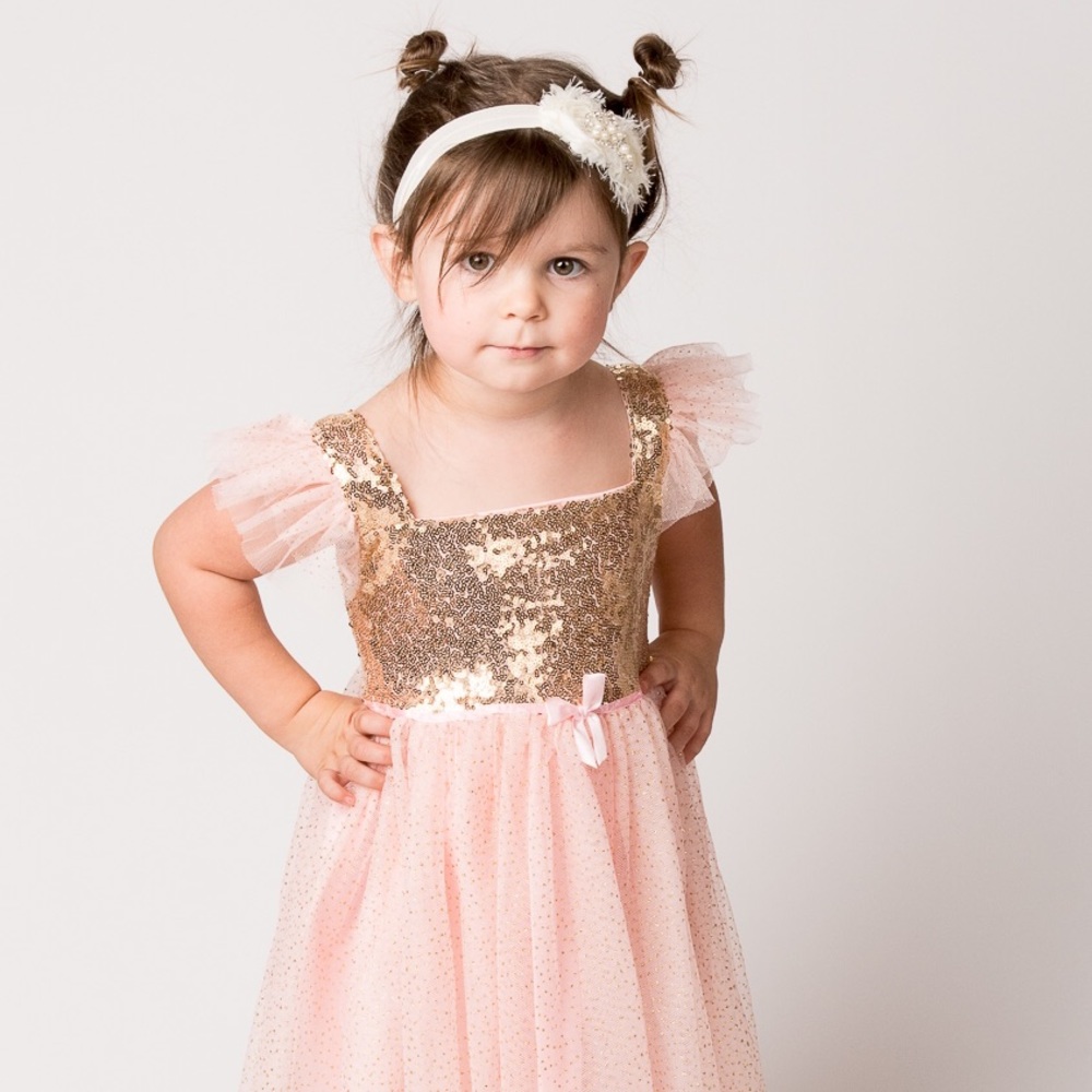 Sparkly Gold and Pink Princes Dress - Picture 1 of 4