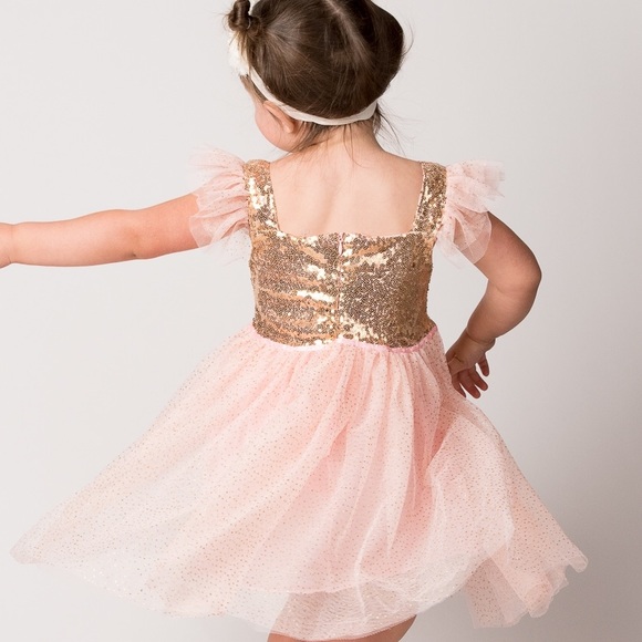 Sparkly Gold and Pink Princes Dress - Picture 3 of 4