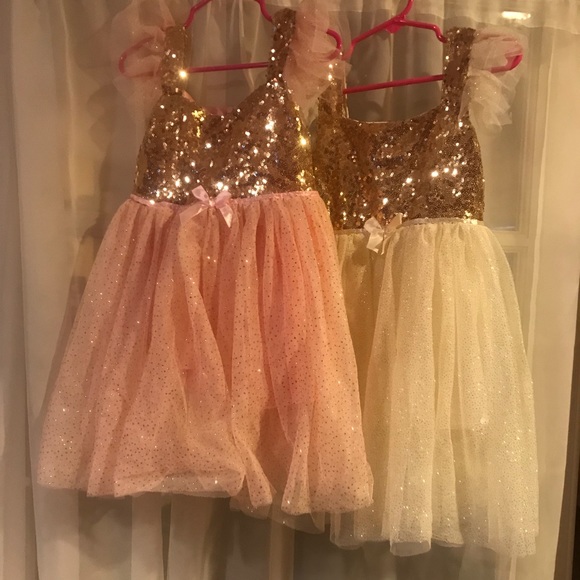 Sparkly Gold and Pink Princes Dress - Picture 4 of 4