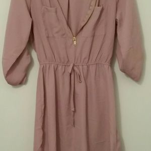 Salmon Front Zipper Dress