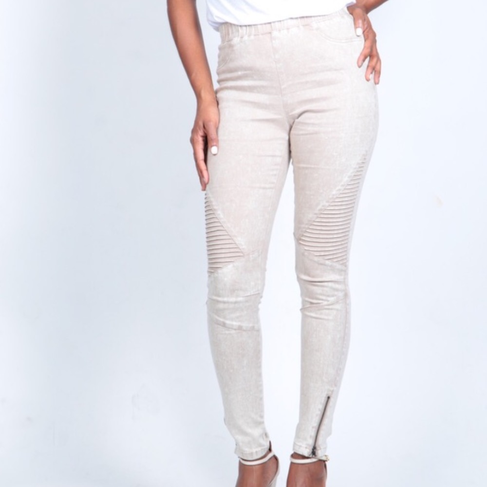Taupe Moto Legging Pants