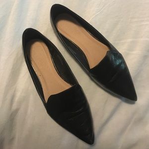 Black Faux Croc Super Pointy Flats size 9