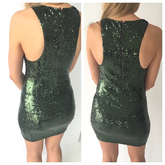 Alice + Olivia Green Sequin Mini Dress - Picture 3 of 5