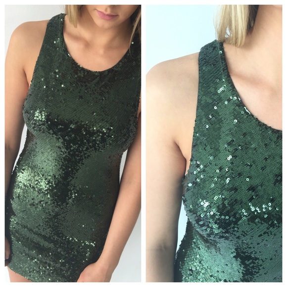 Alice + Olivia Green Sequin Mini Dress - Picture 4 of 5