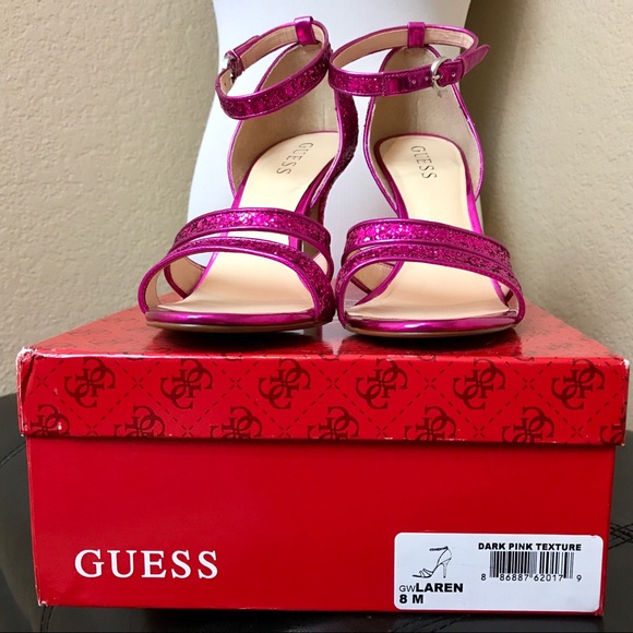 Guess Laren Pink Glitter Sandals Heels - Picture 2 of 4