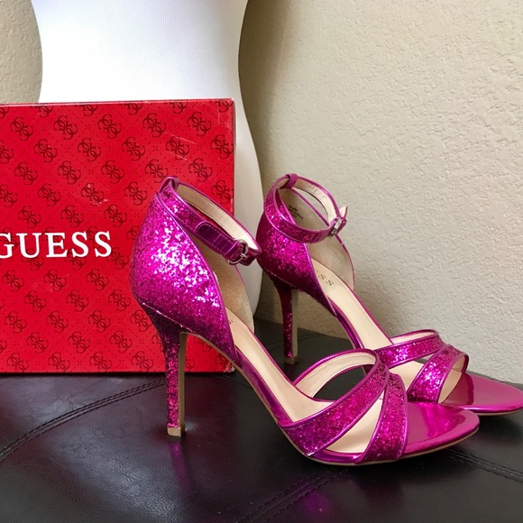 Guess Laren Pink Glitter Sandals Heels - Picture 3 of 4