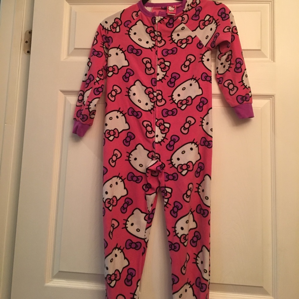 Little girls hello kitty footy pj and slippers