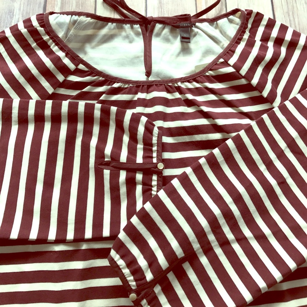 Jcrew Maroon and white striped shirt size Medium