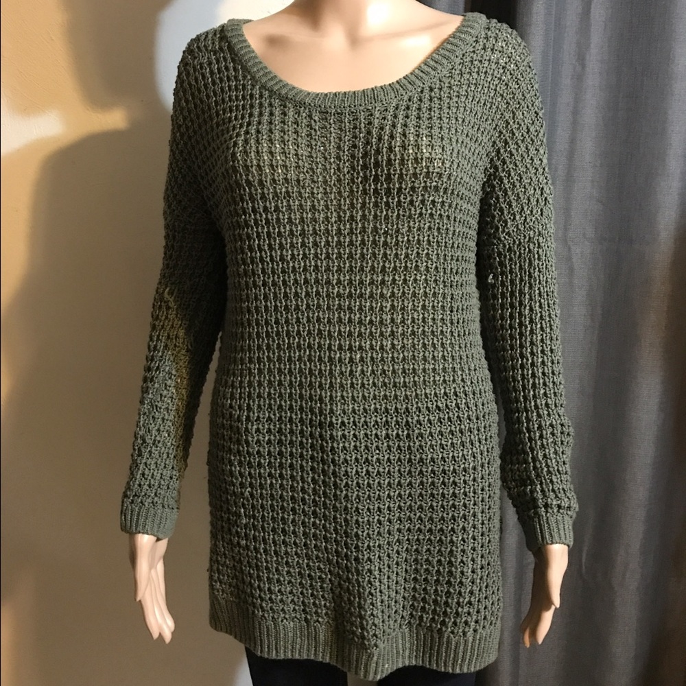 Long Line olive green sweater