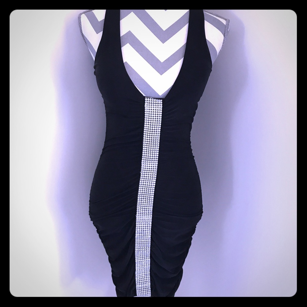 Sexy Black Dress with Rhinestones 💎