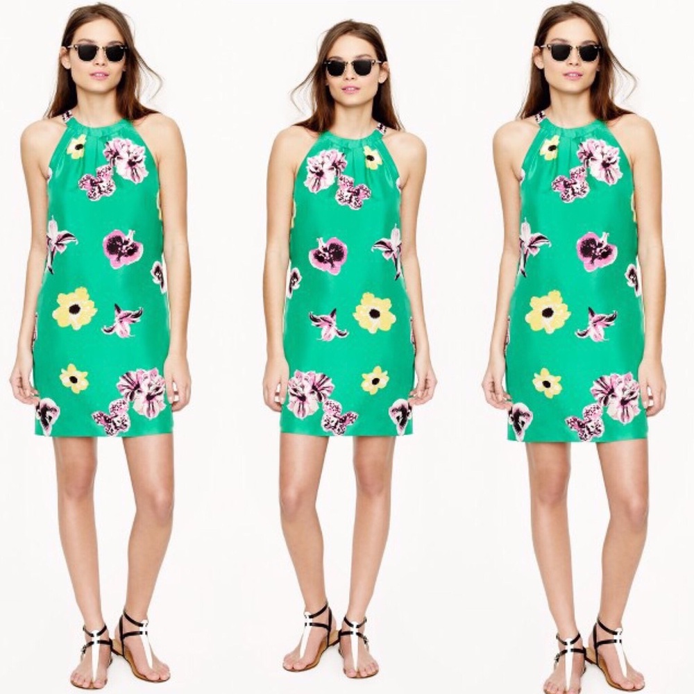 NWT J.Crew Green Floral Shift Dress