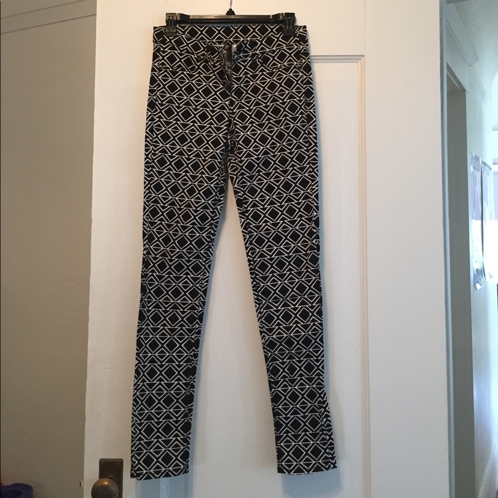 Black and white slim cut pants