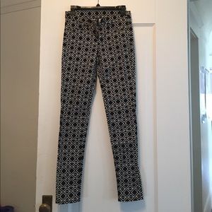 Black and white slim cut pants