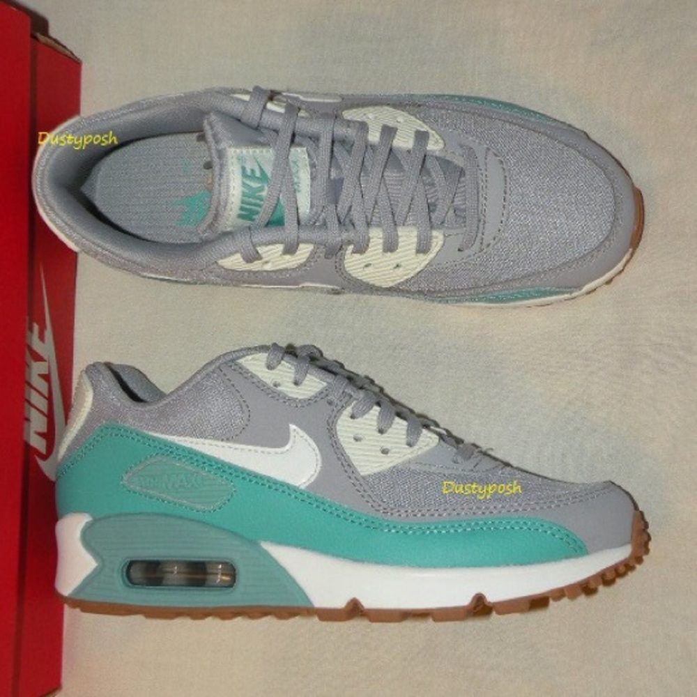 Nike Air Max 90 Essential Sneakers Shoe Grey Green - Picture 5 of 6