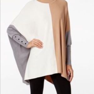 Cowl neck poncho sweater