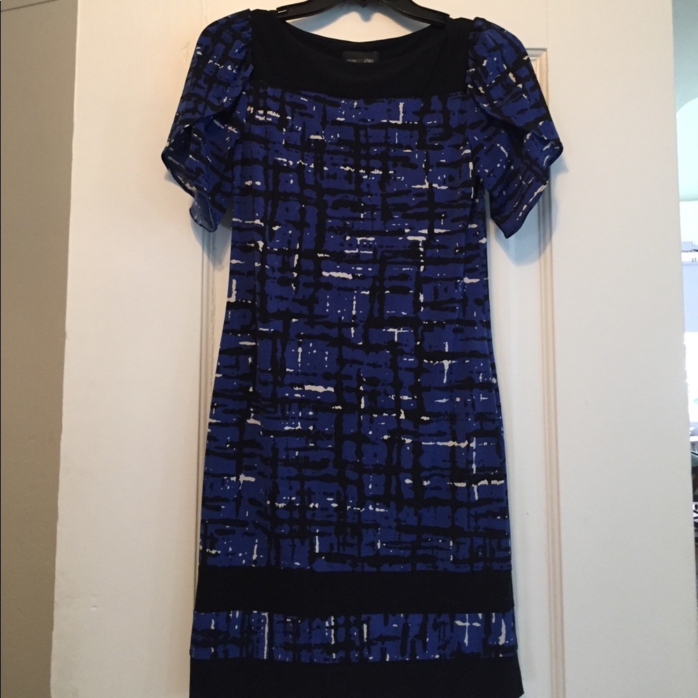 Blue and black short sleeve dress