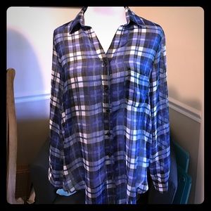 Sheer plaid blouse