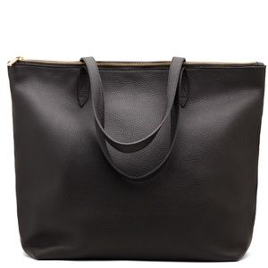 Cuyana classic black leather zippered tote
