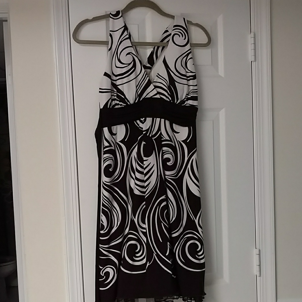 Brown White Dress