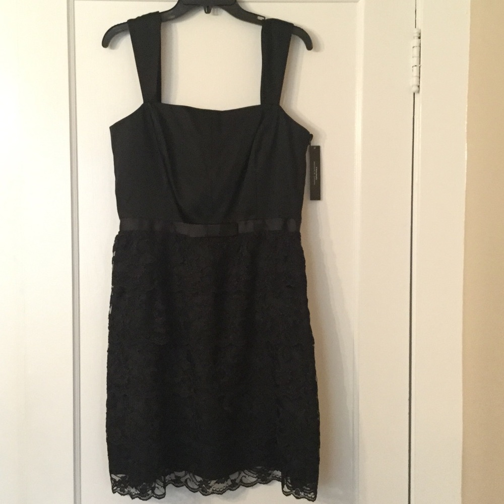 Tahari Dress Satin and Lace Dress