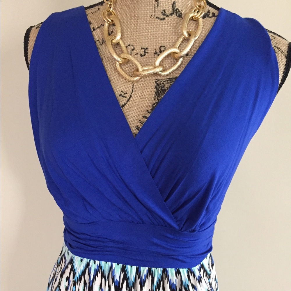 Royal and aqua blue maxi dress🇺🇸 - Picture 3 of 8