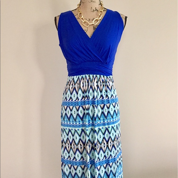 Royal and aqua blue maxi dress🇺🇸 - Picture 2 of 8