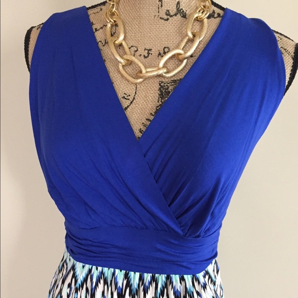 Royal and aqua blue maxi dress🇺🇸 - Picture 3 of 8