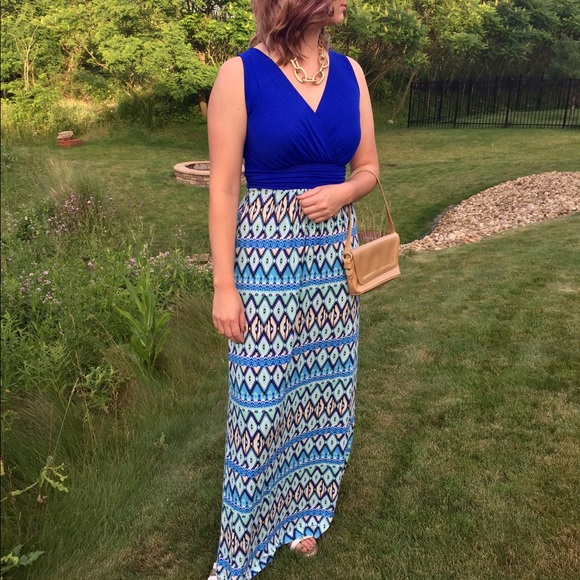 Royal and aqua blue maxi dress🇺🇸 - Picture 8 of 8