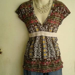 Surplice tribal print top
