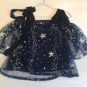 Boohoo navy star sequin top size 2
